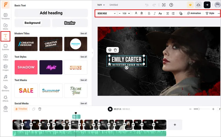 Make a Movie Trailer Online with AI Using FlexClip - Text Graphic