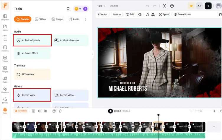 Make a Movie Trailer Online with AI Using FlexClip - Voice