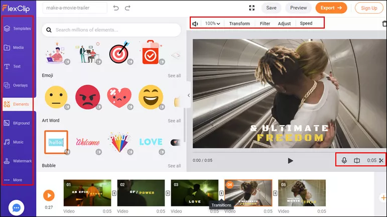 Make a Movie Trailer Online Free with FlexClip - Step 3