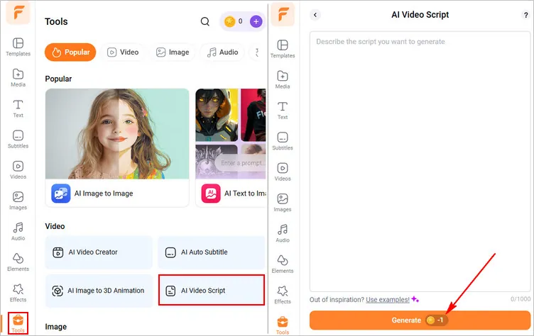 Make a Movie Trailer Online with AI Using FlexClip - AI Script