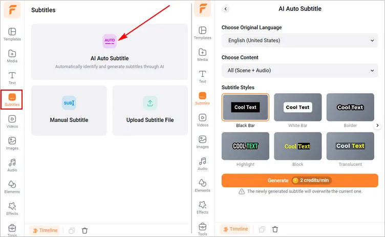 Make a Movie Trailer Online with AI Using FlexClip - Auto Subtitle