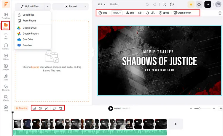 Make a Movie Trailer Online with AI Using FlexClip - Edit Footage