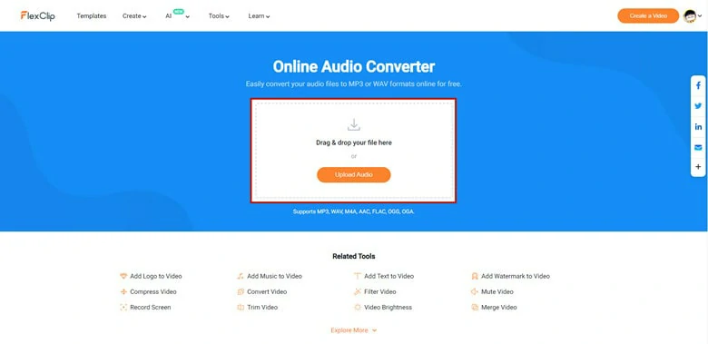 Upload Audio File to FlexClip