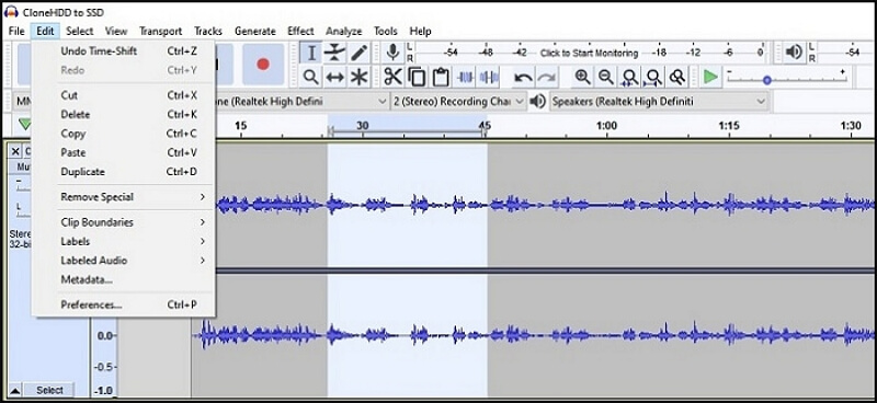 Cut the MP3 file with Audacity 