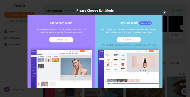 FlexClip - Choose the video editing mode