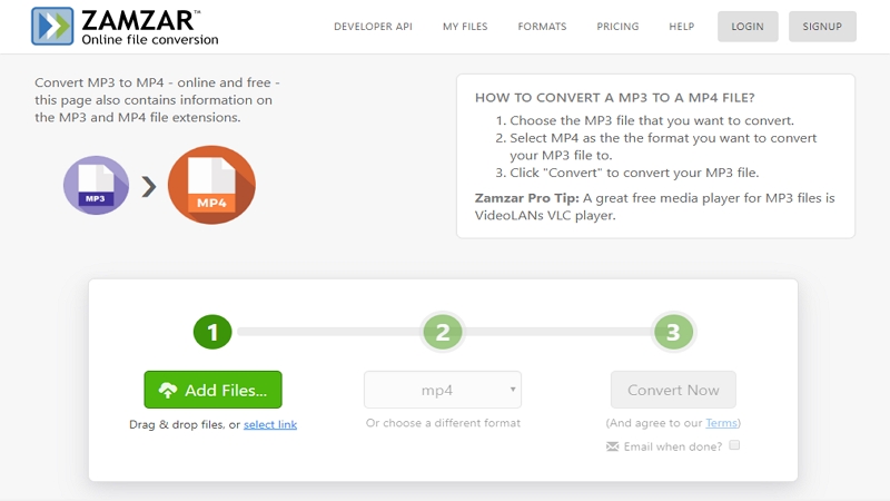 MP3 to MP4 Converter Zamzar