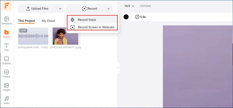 Directly record audio or video to convert it to an SRT file