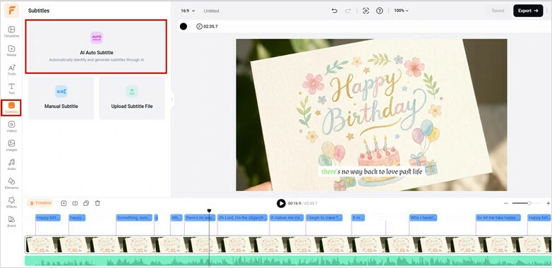 Generate Lyrics with FlexClip's Auto Subtitle Feature