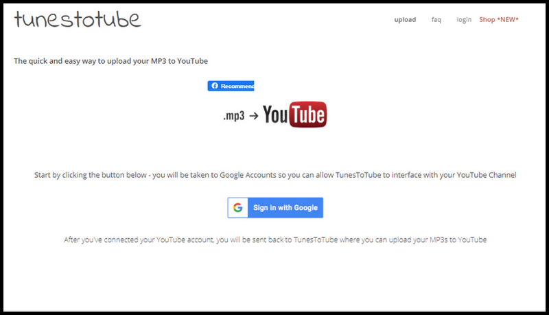 Use TunesTuTube to convert MP3 audio to image video online.