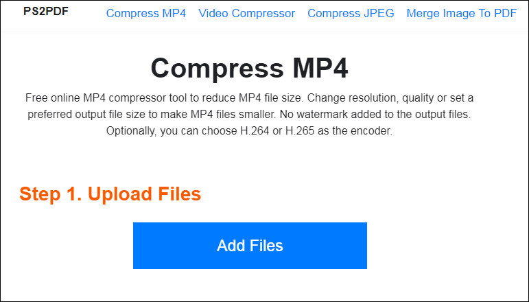 Free Online MP4 Compressor no Watermark - PS2PDF