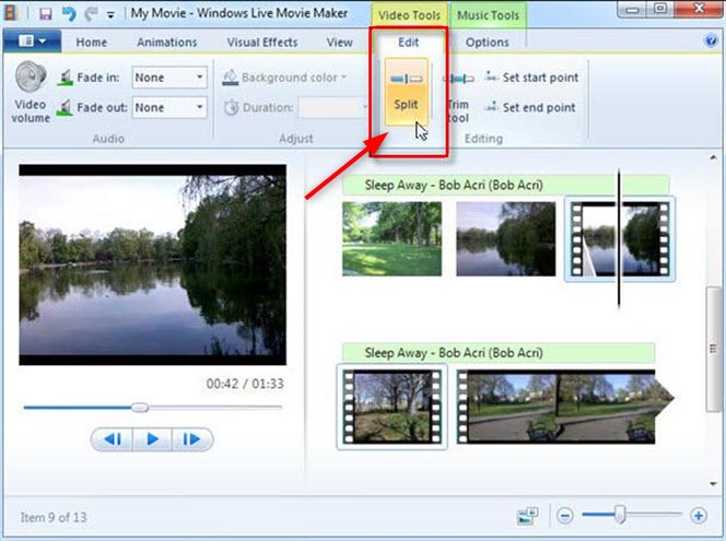 Split MP4 with Windows Movie Maker