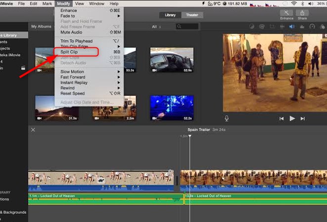 Split MP4 with iMovie