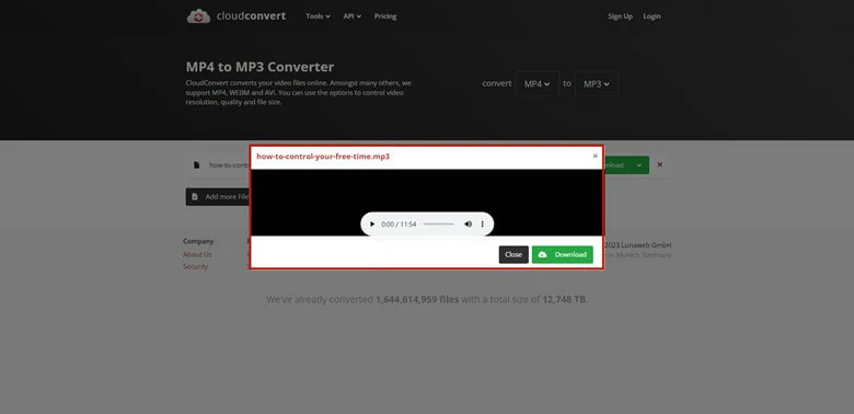 Download the Converted MP3 File on CloudConvert