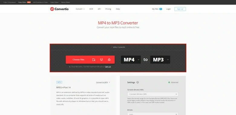 Go to Convertio Website and Upload MP4 File