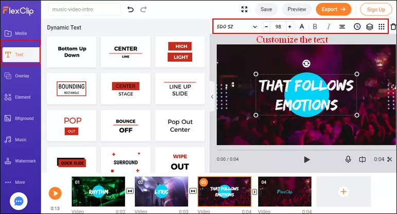 Add Text to Your Music Intro