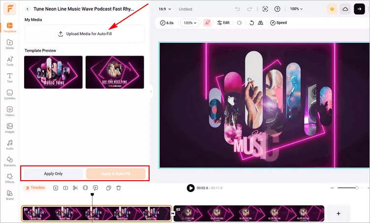 Make a Music Video Intro with Template - Creation Options