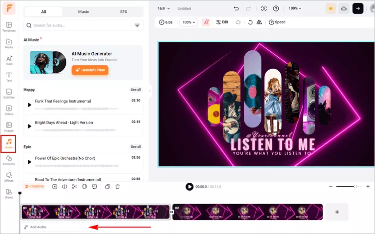 Make a Music Video Intro with Template  - Edit Music