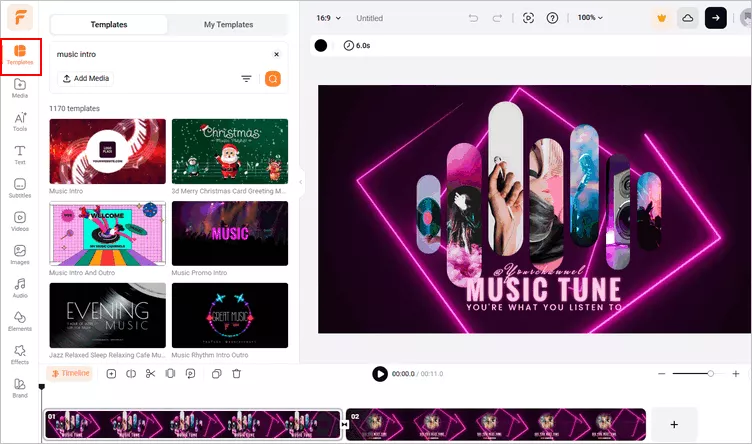 Make a Music Video Intro with Template - Pick Template