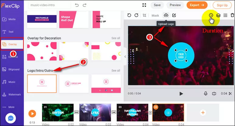 Add Logo to the Music Intro Video via Overlay Feature