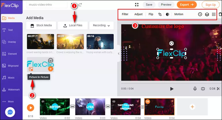Add Logo to the Music Intro Video via PIP Feature