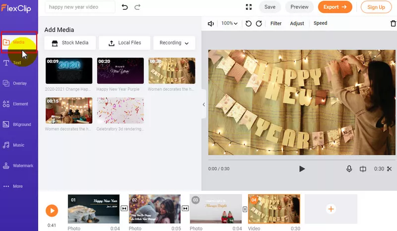 Make a Happy New Year Video: Add Media