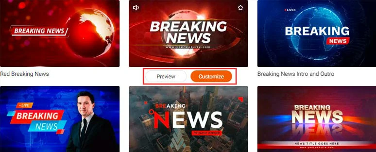 Select a free breaking news template to begin with