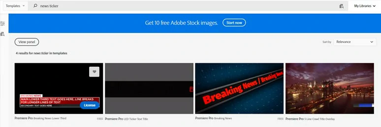 Get a limited free news ticker template from Adobe Stock 
