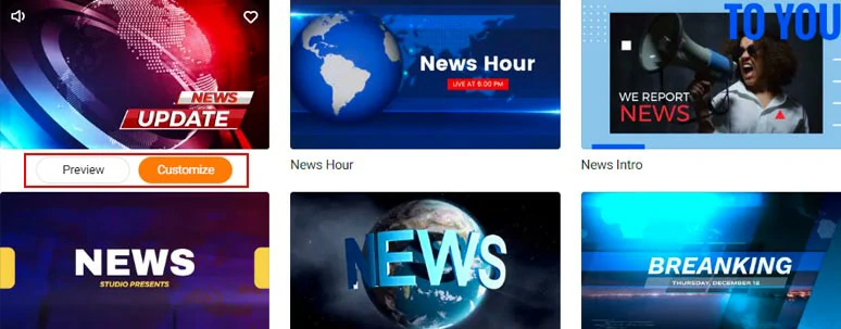 Select a news ticker template