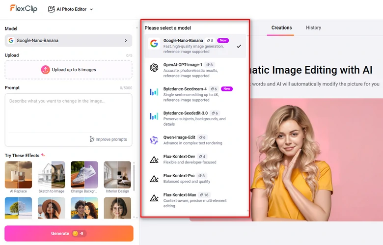 FlexClip AI Photo Editing Model