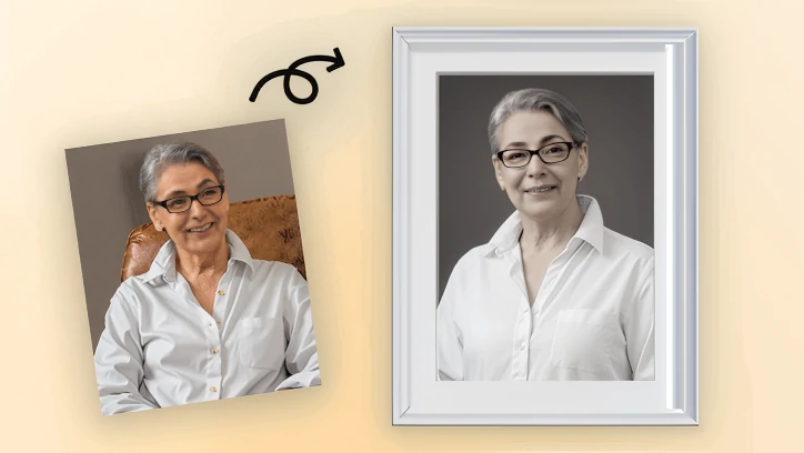 FlexClip 的 AI 纪念照生成器展示图像