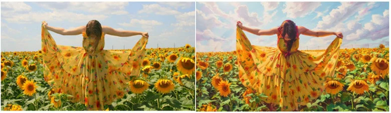 Sunflower Photo Oil Painting from Normal Photo