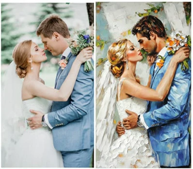 Wedding Photo Oil Painting from Normal Photo