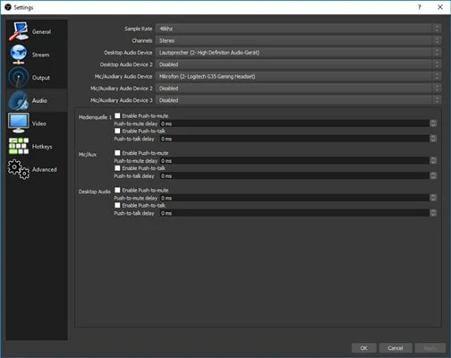 Check Audio Settings to Fix OBS Not Recording Audio Issue