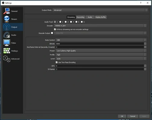 Configure the Encoding Settings to Fix OBS Not Recording Issue
