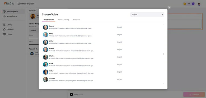 Access FlexClip's AI Text to Speech Tool