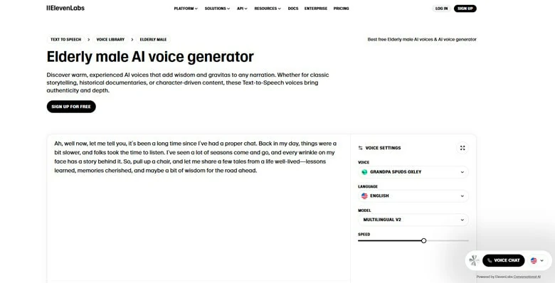 Old Man Voice Generator from Text to Speech - ElevenLabs