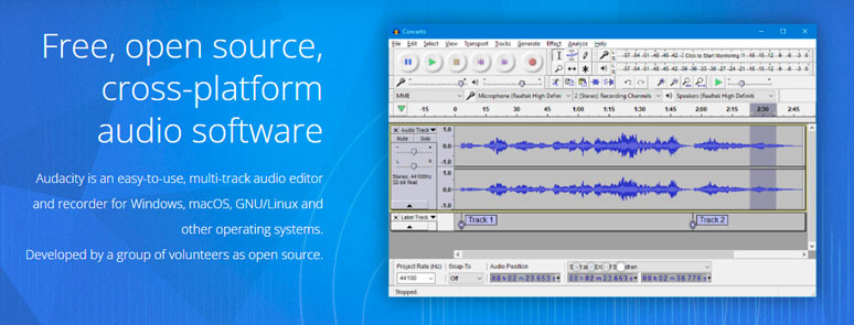 Audacity free desktop voice recorder 