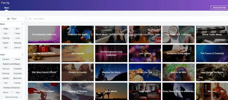 sound effects and background music in FlexClip