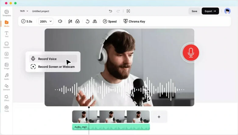 Record Audio Free for Video Voiceover with FlexClip