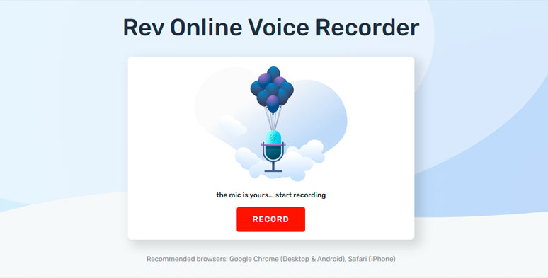Record your voice online by Rev Online Voice Recorder
