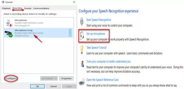 Setup microphone