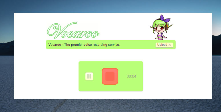 Vocaroo free online voice recorder features an adorable anime style.