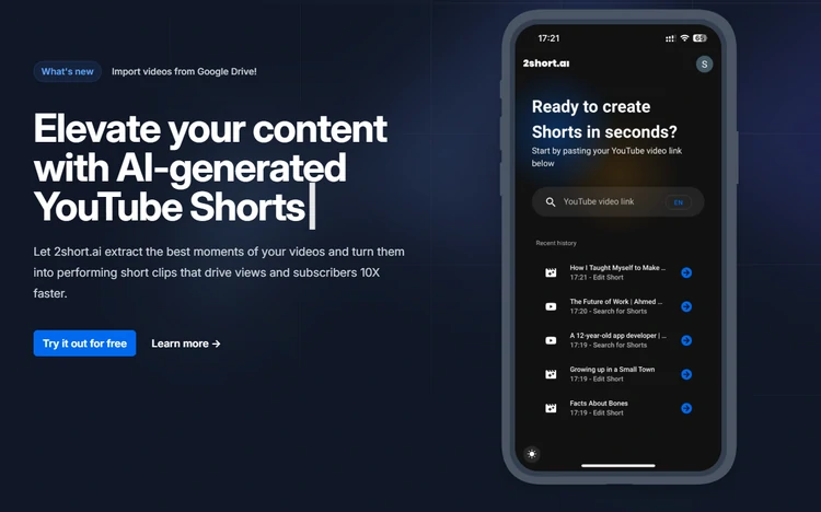 2Short.ai Interface