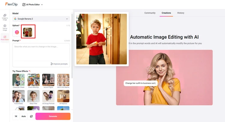 Upload Portrait Photo - FlexClip