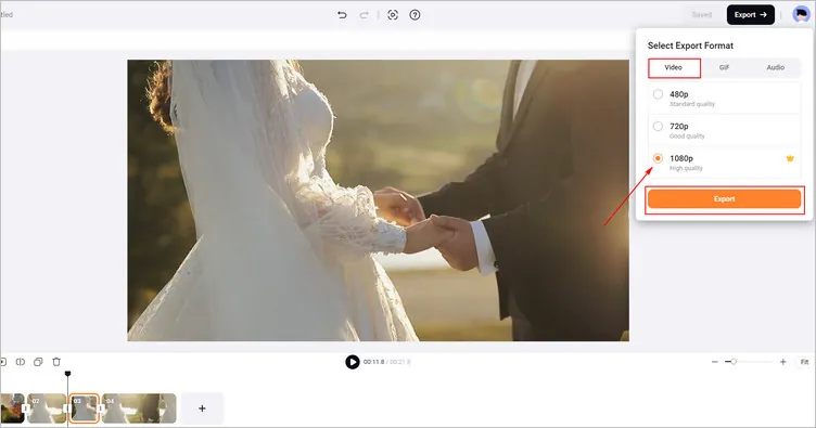 Download Your Generated Video with Pause Effect - FlexClip