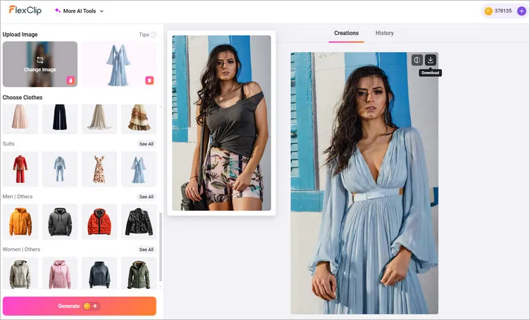 Change Photo Outfit with FlexClip - Download