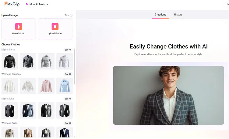 Change Photo Outfit with FlexClip - Upload