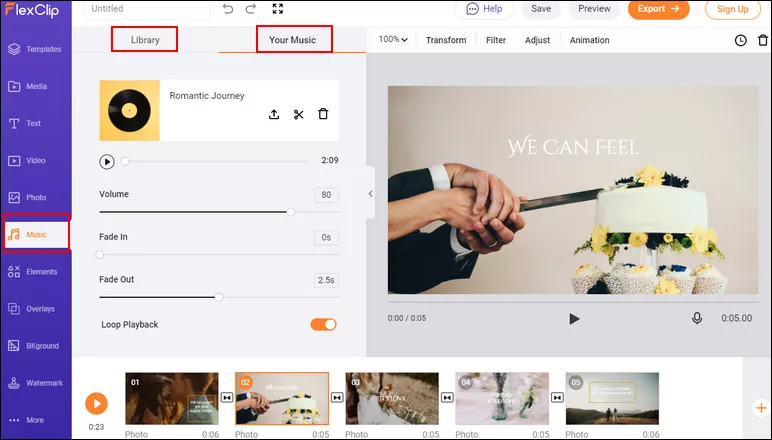 Make a Picture Slideshow with Music Online - Add Music