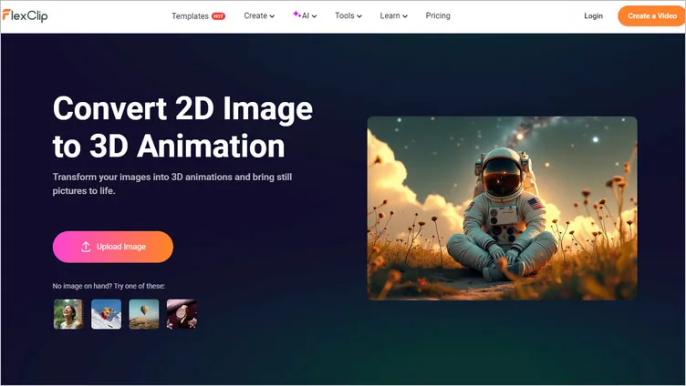 2D Photo to 3D Animation Converter: FlexClip