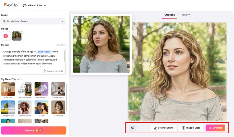 Convert Photo to Color Sketch by Prompt: Download